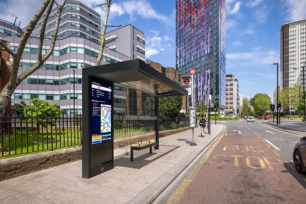 CGI of the new smart bus stop on Poplar Walk in Croydon